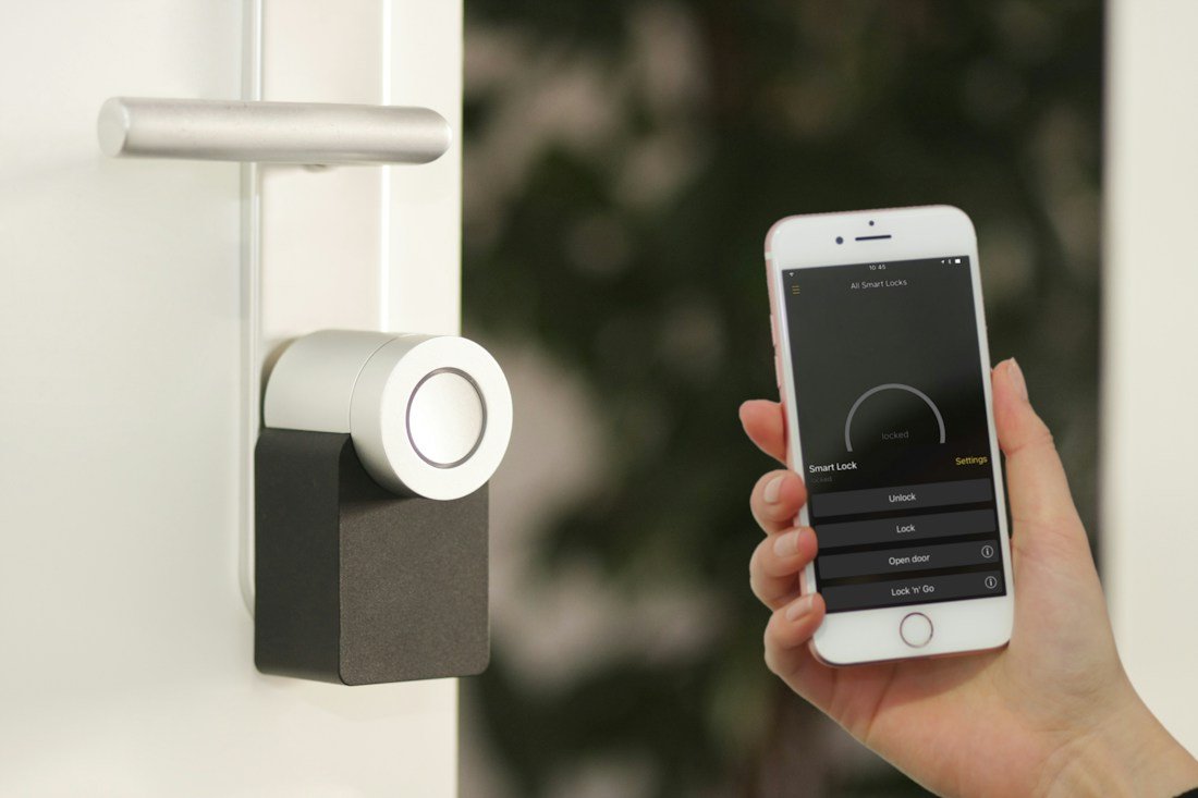 A smartphone controlling a smart door lock